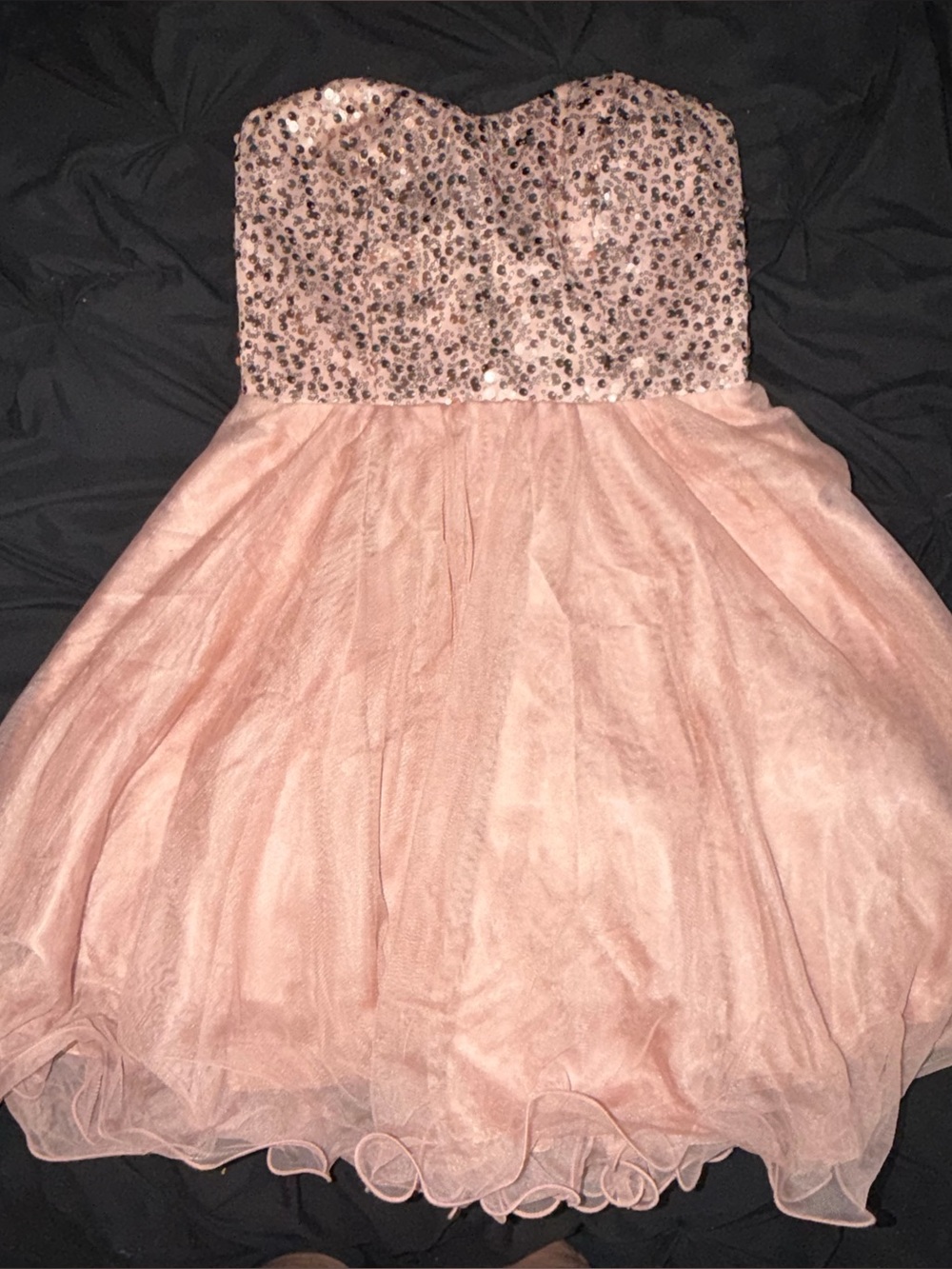 Womens Pink Sequin Strapless Party Dress